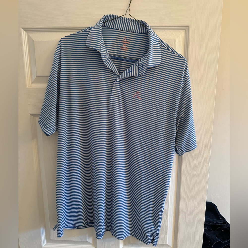 Rhoback Blue and White Stripe Polo